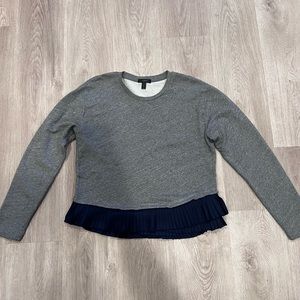 J. Crew Gray sweatshirt with navy ruffles